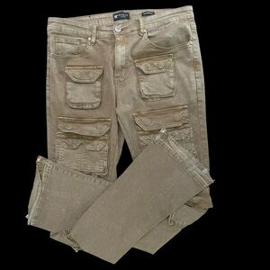 WAIMEA STACKED CARGO JEANS 
Men’s Size 32/36 Tan Mottled Color 
13 Pockets!